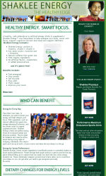 Focus on Shaklee<br />Shaklee Energy Email Newsletter Template for Email Marketing